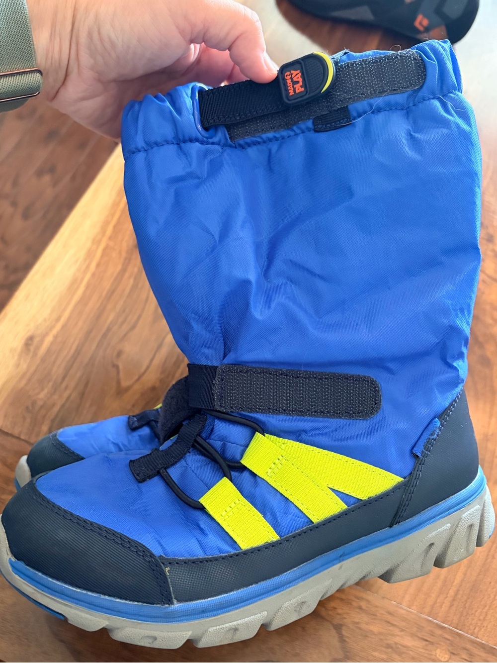 Stride Rite Blue and Yellow Kids Snow Boots